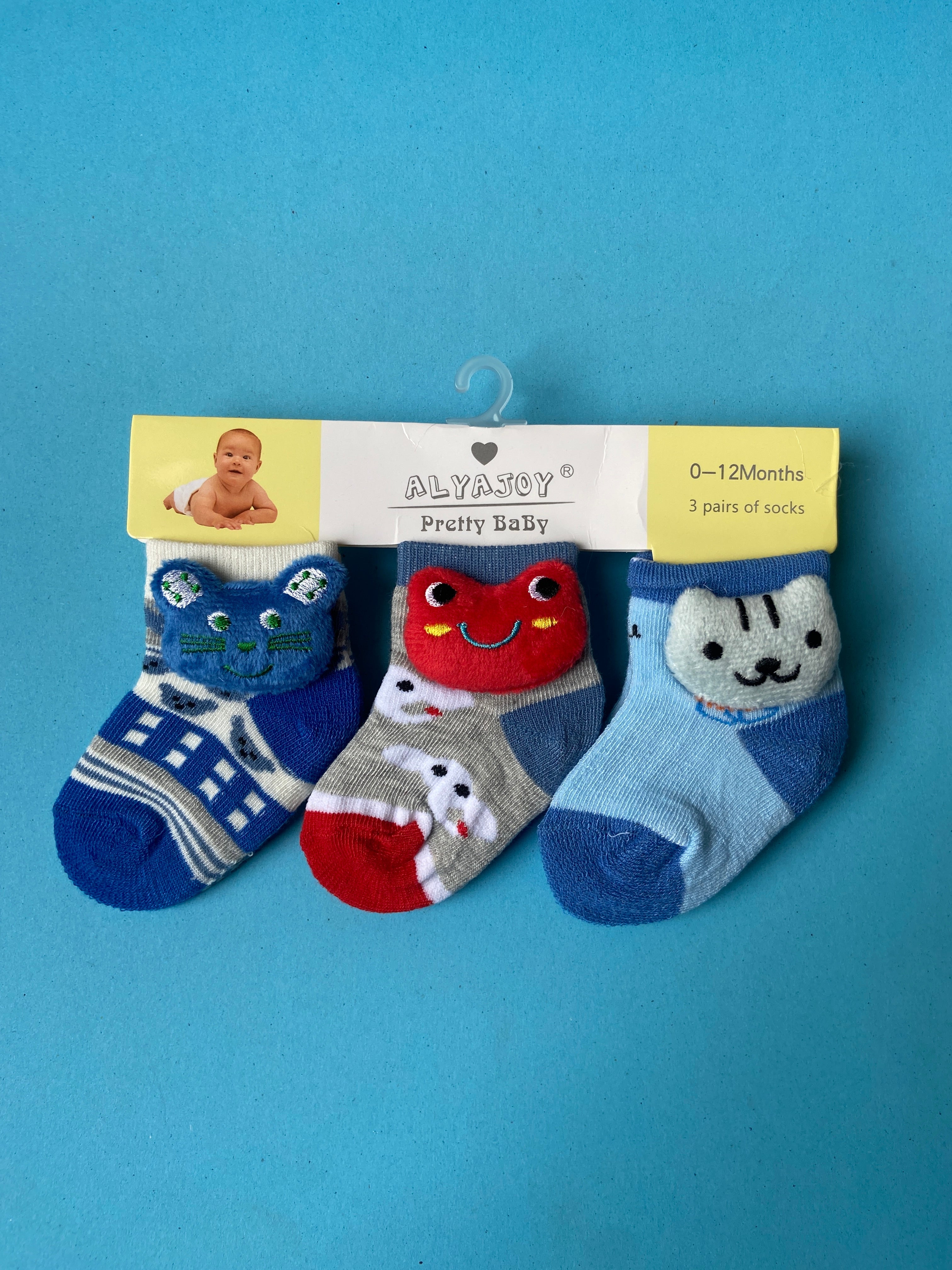 SH539-pack of 3 Winter Baby Socks - 0-6M